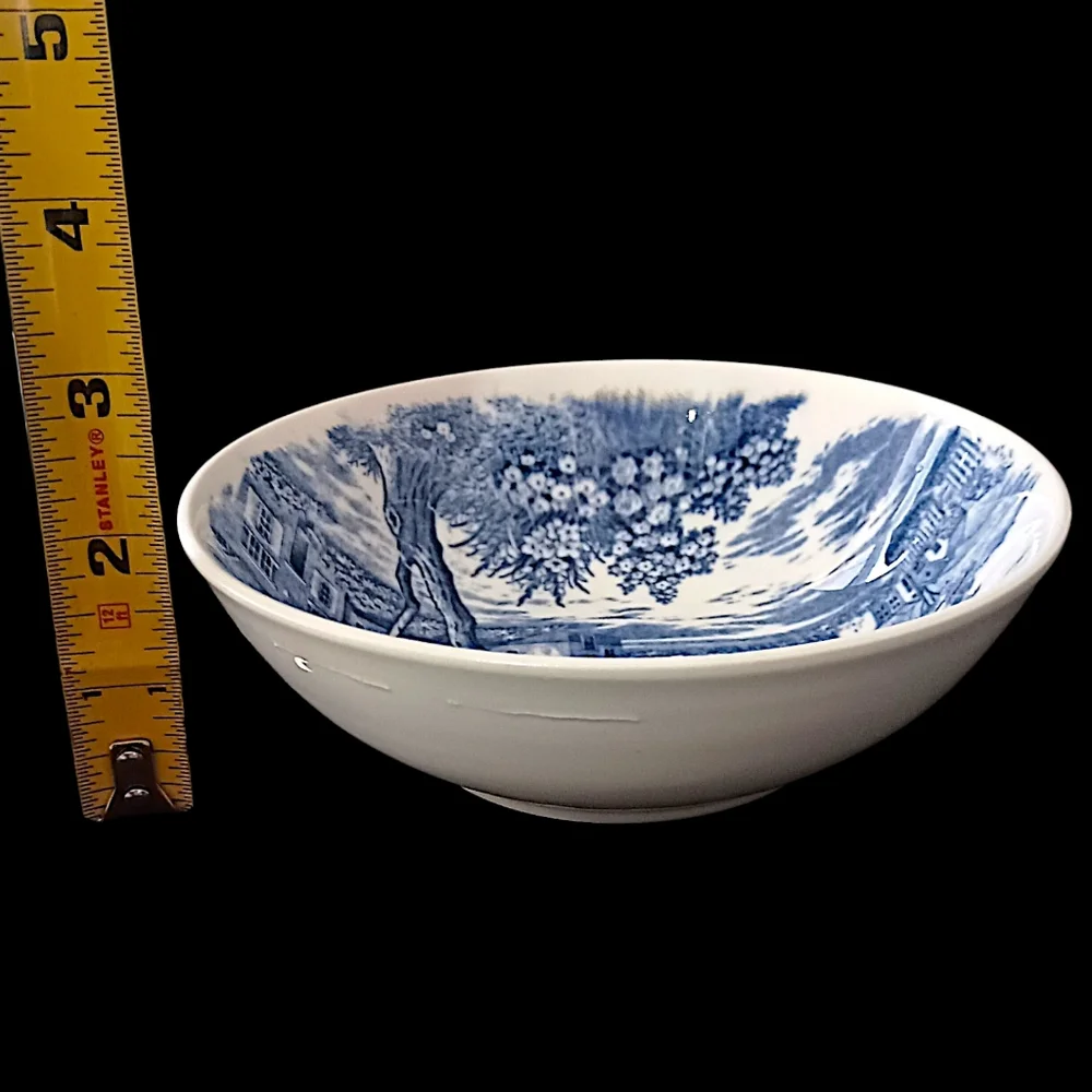 2 Holmar English Village Bowls Set Soup Cereal‎ Berry Blue White Vintage Japan